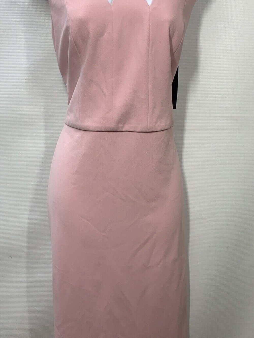 Donna Morgan Womens Midi Sheath Dress 12 Neck Cutouts Stretch Pink Sleeveless